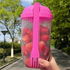 Salad Shaker Cup Container for Lunch – Portable Fresh, with Lid and Fork
